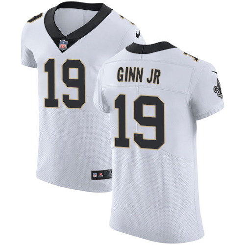 Nike Saints #19 Ted Ginn Jr White Men's Stitched NFL Vapor Untouchable Elite Jersey - Click Image to Close